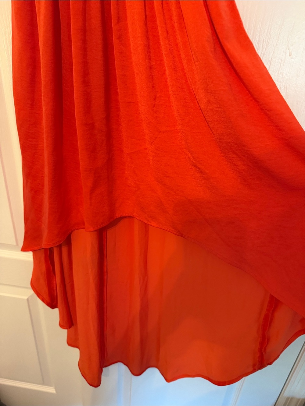 BCBGMaxAzria Red-Orange High-Low Spaghetti Strap Dress Size Small - Picture 5 of 7